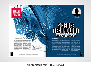 Science magazine with 3D rendering technology concept easy to editable