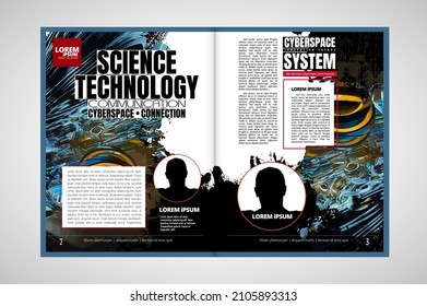 Revista científica con el concepto de tecnología de representación 3D fácil de editar