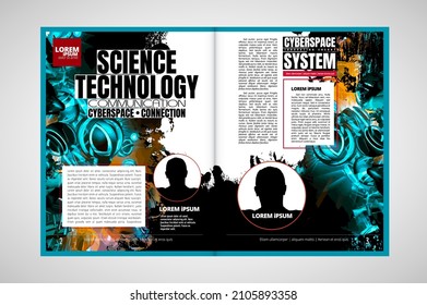 Revista científica con el concepto de tecnología de representación 3D fácil de editar