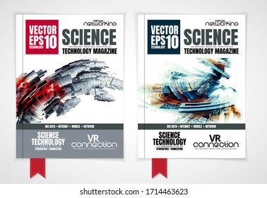 Portada de revista científica con el concepto de tecnología de representación 3D fácil de editar
