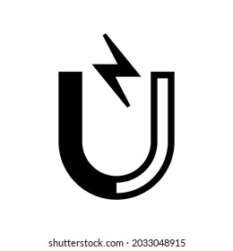 Symbol für Wissenschaftsmagneten oder Logo einzeln auf Zeichensymbolen, Vektorgrafik - hochwertige Vektorsymbole mit schwarzem Hintergrund
