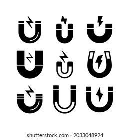 icono del imán científico o logotipo símbolo de señas aislado ilustración vectorial - Colección de iconos vectoriales de estilo negro de alta calidad
