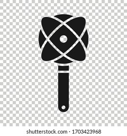 Science magnifier icon in flat style. Virus search vector illustration on white isolated background. Chemistry dna business concept.