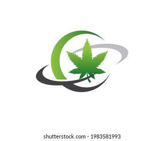 ciencia marihuana dentro de la órbita cicular verde