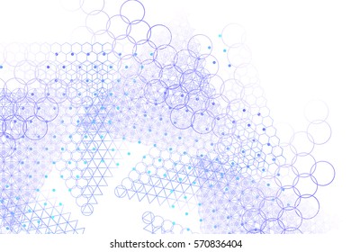 The science and mathematics abstract background with circles, cube, triangles and a lot of lines. Sacred geometry backdrop. The chemistry and astrology. Graphic elements for identity design.