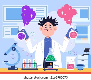 Science medical laboratory background design element concept. Vector flat cartoon design element illustration