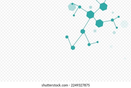 Science Medical Vector Transparent Background. Hexagon Microbiology Poster. Technology Chemical Structure Abstract Template. Geometric Pattern.