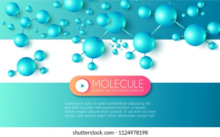 Science and Medicine Abstract Background with 3D Molecules and Trendy Gradient Elements. High Biotechnology Design Template. Vector illustration