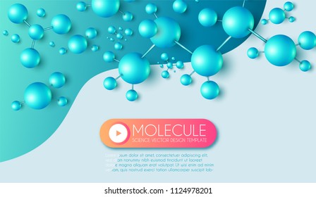 Science and Medicine Abstract Background with 3D Molecules and Trendy Gradient Elements. High Biotechnology Design Template. Vector illustration