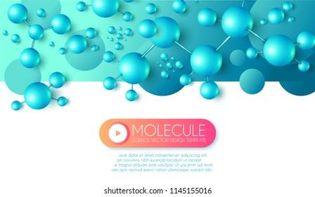 Science and Medicine Abstract Background with 3D Molecules and Trendy Gradient Elements. High Biotechnology Design Template. Vector illustration