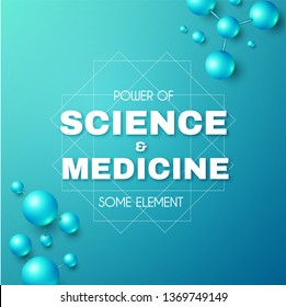 Science and Medicine Abstract Background with 3D Molecules and Trendy Gradient Elements. High Biotechnology Design Template. Vector illustration
