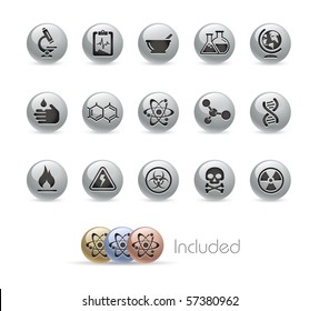 Science // Metal Round Series --- It includes 4 color versions for each icon in different layers.---
