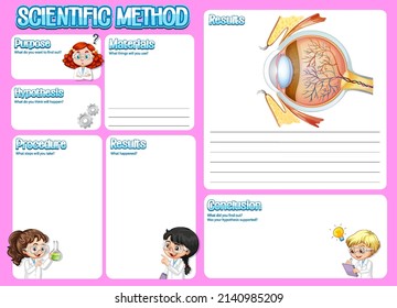 Hoja de cálculo del método de ciencia para la ilustración infantil