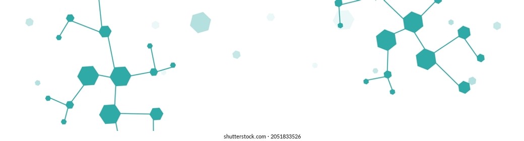 Wissenschaftlicher molekularer Vektorpanoramahintergrund. Hexagon Modern Frame. Mikrobiologie Chemische Struktur Wissenschaftliche Textur. Geometrisches Bildschirmhintergrund.