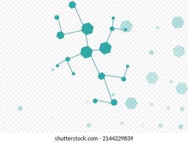 Fondo transparente del vector molecular de la ciencia. Papel de escritorio geométrico de Adn. Afiche de resumen de estructura química futurista. Ilustración moderna.