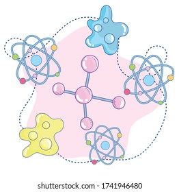 science molecule atom structure particle research laboratory vector illustration