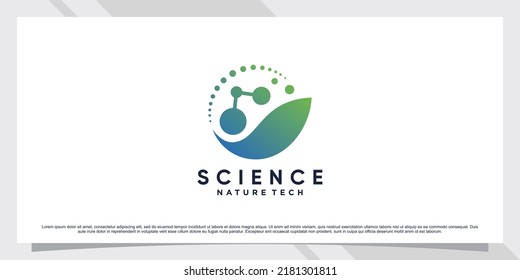 Science molecule logo design for technology with leaf and shape concept