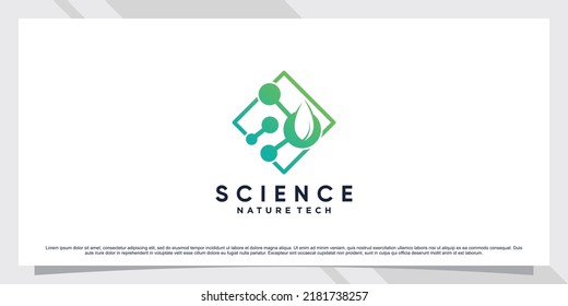 Science molecule logo design for technology with leaf and shape concept