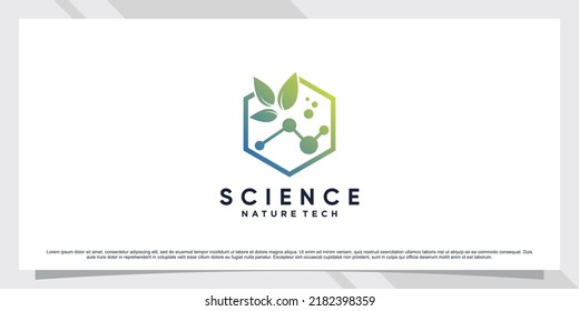 Science molecule logo design for technology with leaf and shape concept svg