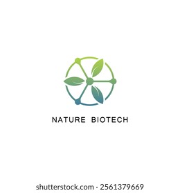 Science molecule logo design for technology with leaf and shape concept
