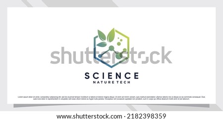 Science molecule logo design for technology with leaf and shape concept