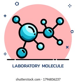 Science molecule model filled outline style. Icon design for mobile application, website.