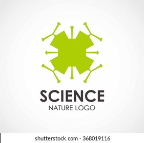 Science molecule of nature abstract vector and logo design or template gen plant business icon of company identity symbol concept