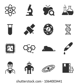 Science, monochrome icons set. simple symbols collection