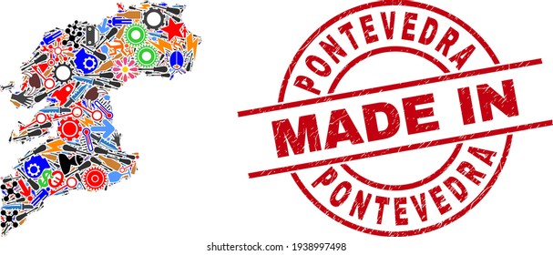 Science Mosaic Pontevedra Province Map and Made in Scratched Watermark