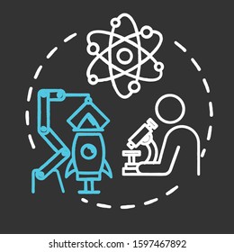 Science museum chalk concept icon. Biotechnology and chemistry. Educational scientific exposition. Innovation and invention. Laboratory research idea. Vector isolated chalkboard illustration