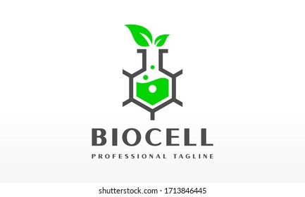 Science Natural Bio Cell Lab Logo Design Vector Icon Illustrations.