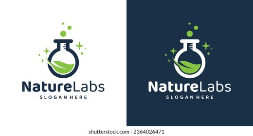 Science nature Lab logo design template. lab with green leaf design graphic vector illustration. Symbol, icon, creative.