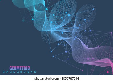 Science network pattern, connecting lines and dots. Modern futuristic virtual abstract background molecule structure for medical, technology, chemistry, science. Scientific hexagonal vector