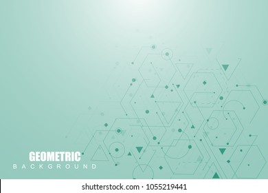 Science network pattern, connecting lines and dots. Modern futuristic virtual abstract background molecule structure for medical, technology, chemistry, science. Scientific hexagonal vector