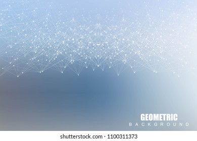 Science network pattern, connecting lines and dots. Global network connection vector.