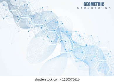 Science network pattern, connecting lines and dots. Global network connection vector.