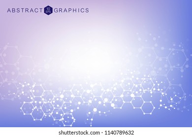 Science network pattern, connecting lines and dots. Modern futuristic virtual abstract background molecule structure for medical, technology, chemistry, science. Scientific hexagonal vector
