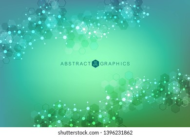 Science network pattern, connecting lines and dots. Technology hexagons structure or molecular connect elements