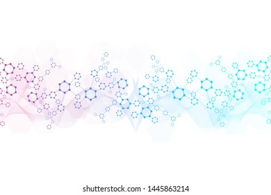 Science network pattern, connecting lines and dots. Technology hexagons structure or molecular connect elements.