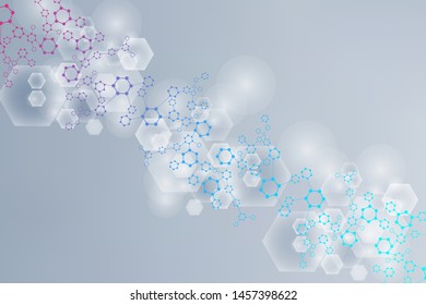 Science network pattern, connecting lines and dots. Technology hexagons structure or molecular connect elements.