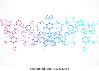 Science network pattern, connecting lines and dots. Technology hexagons structure or molecular connect elements.