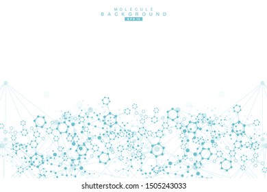 Science network pattern, connecting lines and dots. Technology hexagons structure or molecular connect elements.