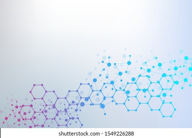 Science network pattern, connecting lines and dots. Technology hexagons structure or molecular connect elements.