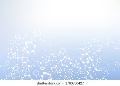 Science network pattern, connecting lines and dots. Technology hexagons structure or molecular connect elements.