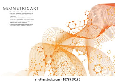 Science network pattern, connecting lines and dots. Technology hexagons structure or molecular connect elements.
