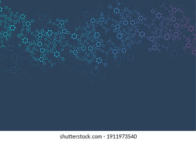 Science network pattern, connecting lines and dots. Technology hexagons structure or molecular connect elements.
