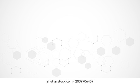 Science network pattern, connecting lines and dots. Technology hexagons structure or molecular connect elements