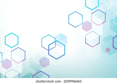 Science network pattern, connecting lines and dots. Technology hexagons structure or molecular connect elements