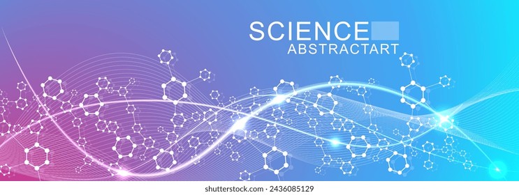 Patrón de la red científica, líneas y puntos de conexión. Estructura de hexágonos de tecnología o elementos de conexión molecular.