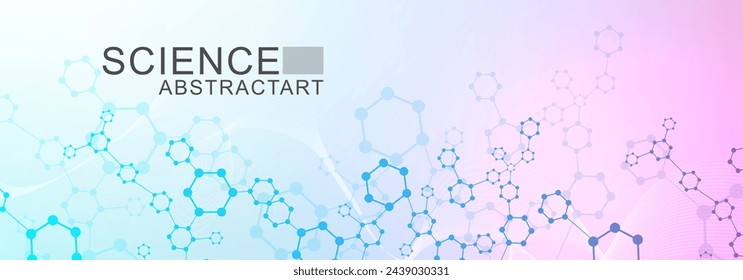 Patrón de la red científica, líneas y puntos de conexión. Estructura de hexágonos de tecnología o elementos de conexión molecular.